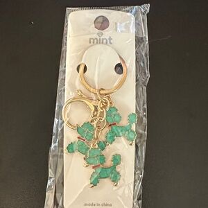 Mint Gold & Teal Poodle Key Ring Bag Charm